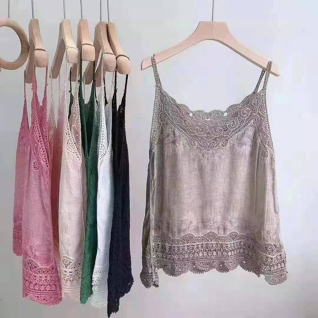 Hope & Sunshine - Wholesale Camisole - Dames - Stone Wash topje met kanten rand9