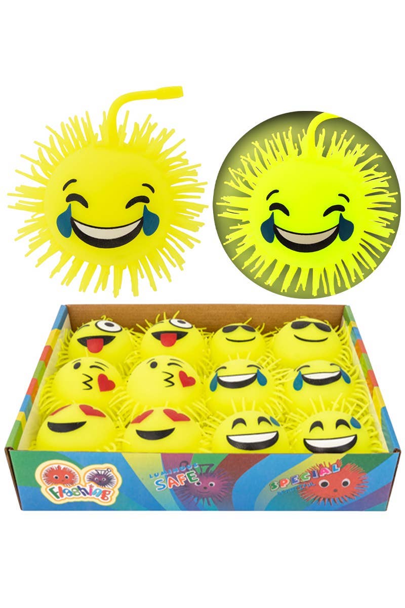 SORTIERT Emoji Stacheliger Kugelfisch Leuchtender Quetschball für den Großhandel auf Faire0