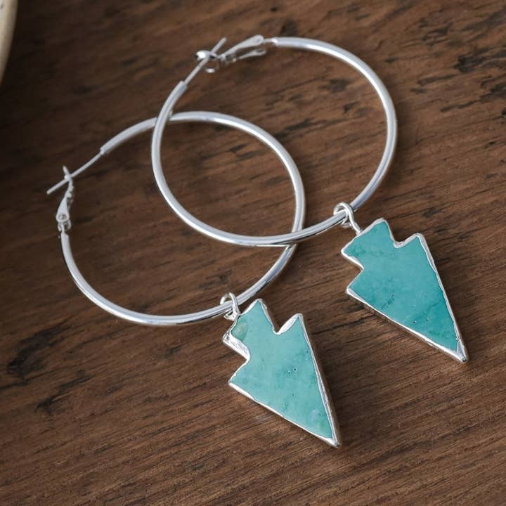 renegade hoops-turquoise for wholesale by Wild Abandon Jewelry