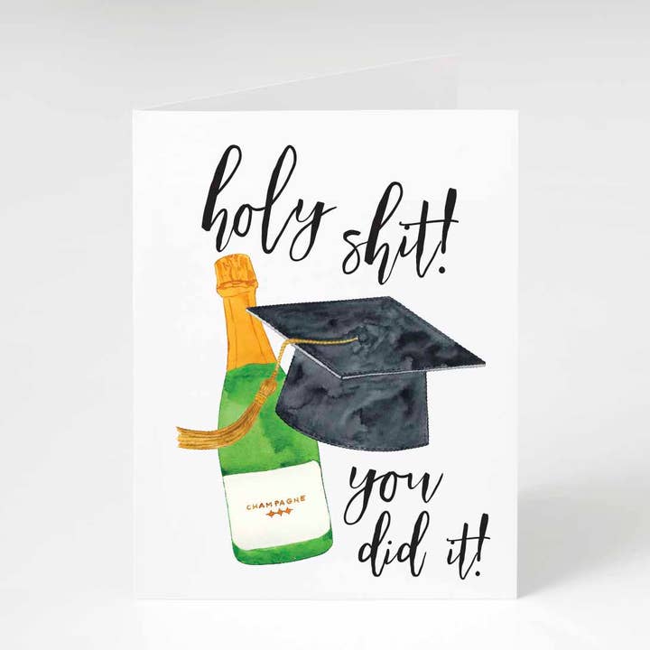 Holy Shit You Did It Graduation Card for wholesale by Sassper Goods