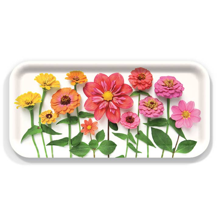 Zinnias and Dahlias Serving Tray by Bottle Branch for wholesale by Trays4Us