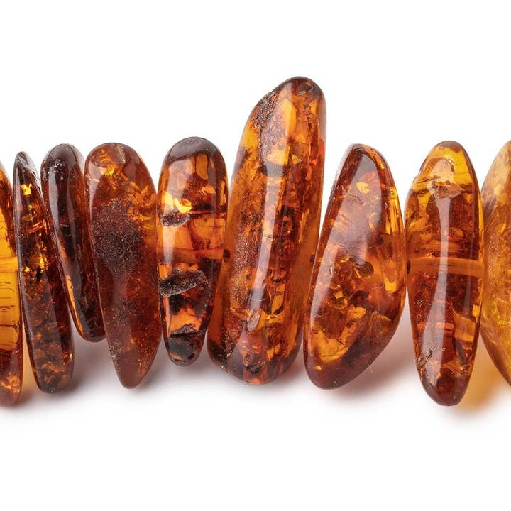 Beads of Cambay - Wholesale Beads - 13x9-30x10mm Baltic Amber Plain Nugget Beads 24 inch 96 pieces