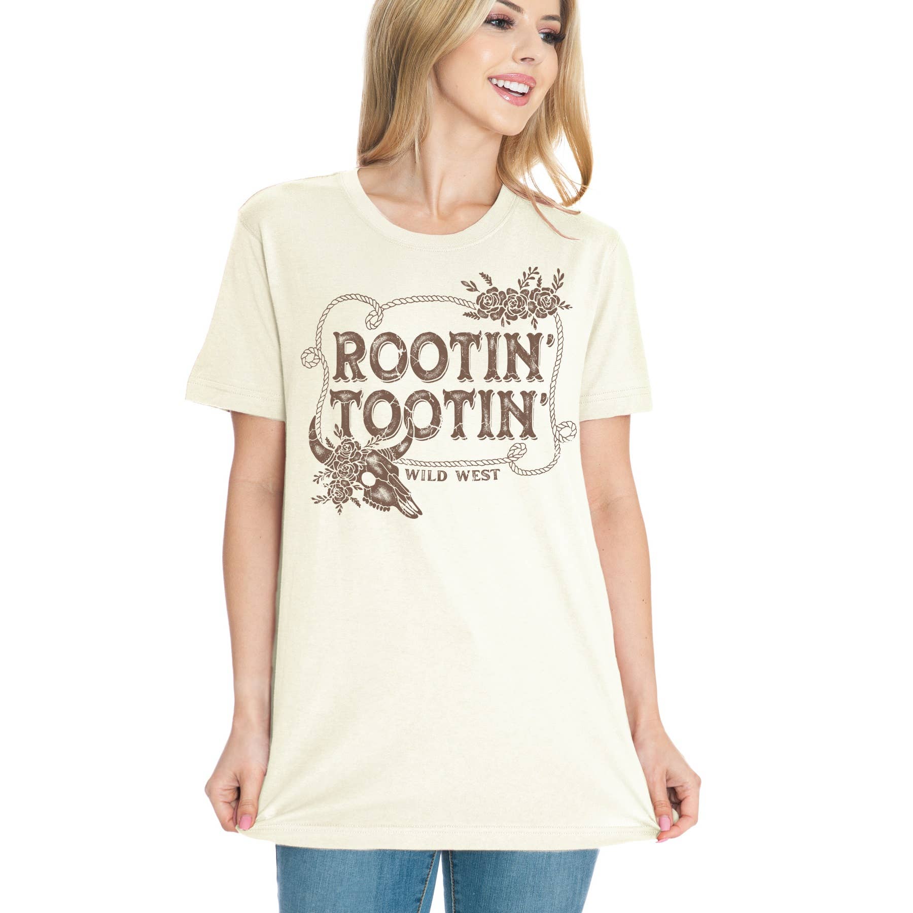 Amused by Blue - Wholesale T-Shirt (Graphic) - Women's - Rootin Tootin Wild West Short Sleeve T Shirt2