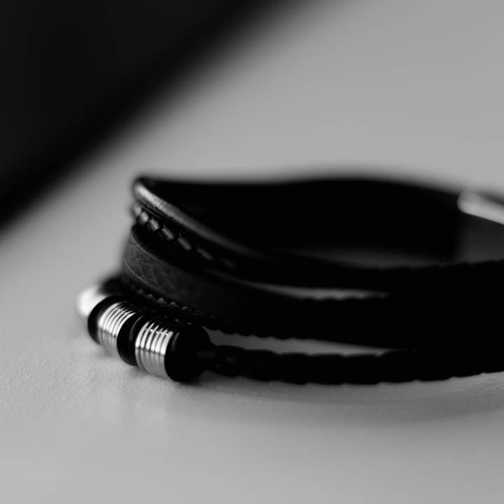 Sedy Jewelry - Wholesale Jewelry - Men's - Men’s Leather Bracelet with Gold or Silver Stainless Steel5