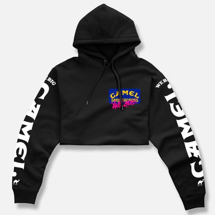 Webig Moto Company - Wholesale Hoodie - Women's - CAMEL PUFFED & BUFFED CROP PULLOVER BLACK HOODIE0