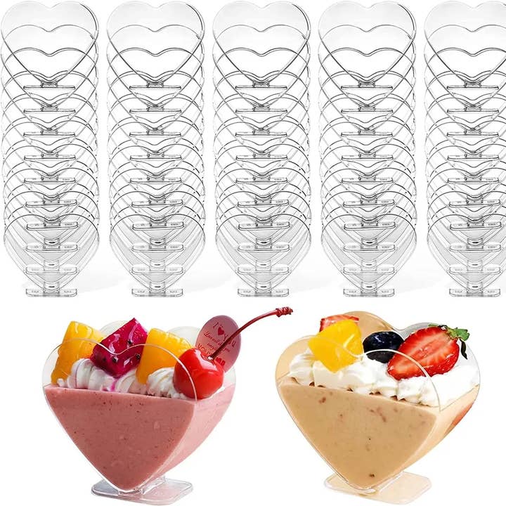 Tazze da dessert in plastica a forma di cuore - Tazze da festa 🥤 per la vendita all'ingrosso da parte di Haaro