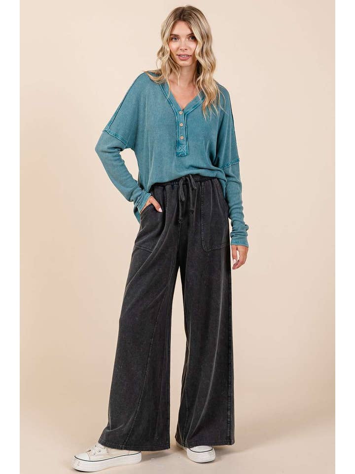 mittoshop - Wholesale Pants - Women's - MINERAL WASH FRENCH TERRY WIDE LEG PANTS15