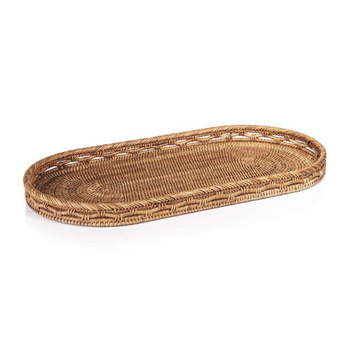 Heritage Weave Rattan Artistry Serving Tray for wholesale by Zodax