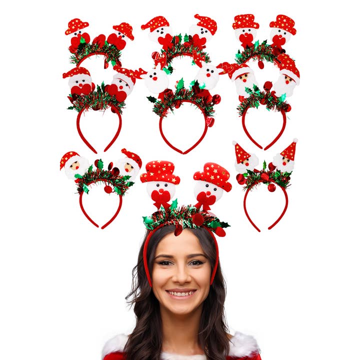 Cap Zone - Wholesale Party Hat/Crown - Christmas Shimmery Tinsel Novelty Head Boppers