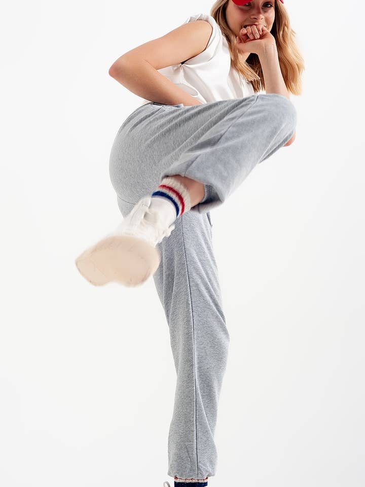 Joggers with elastic waist band in gray for wholesale by Q2—All Orders:Free Duties for the US,UK,and Canada