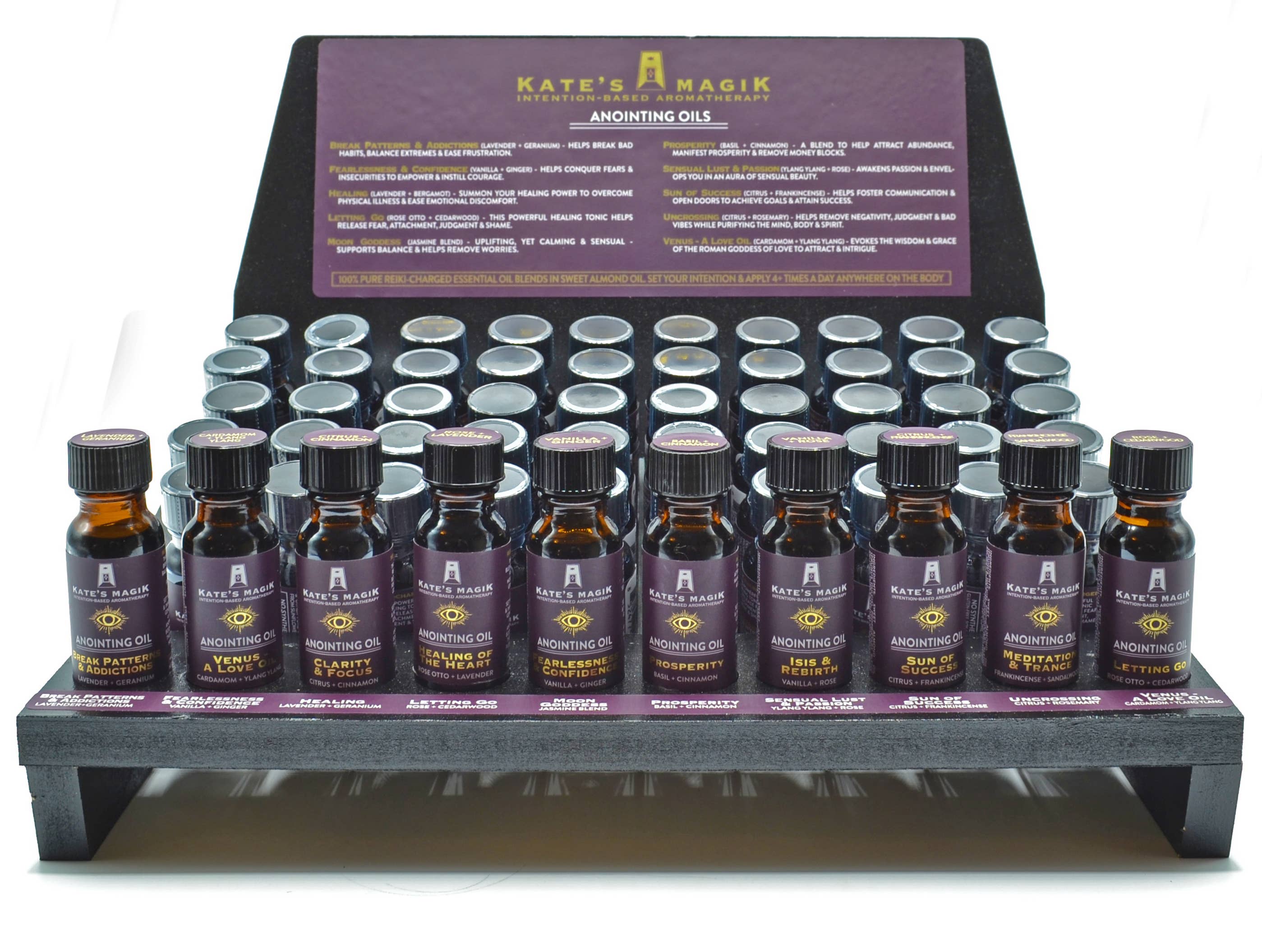 Kate's Magik - Wholesale Aromatherapy Lotion/Oil - Anointing Oil Display – 10-Blends with Testers, Aromatherapy