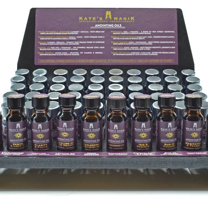 Anointing Oil Display – 10-Blends with Testers, Aromatherapy for wholesale by Kate's Magik