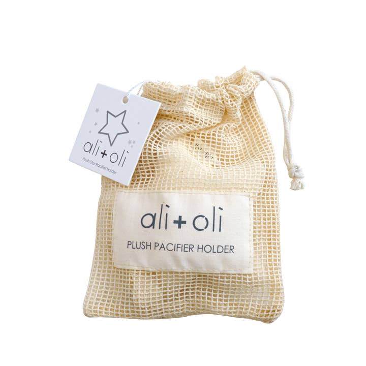 Ali+Oli - Wholesale Pacifier Clip - Baby - Plush Star Pacifier Holder (Muslin Ivory)2