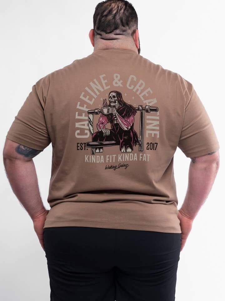 Maglietta Deluxe in Cotone con Caffeina e Creatina per la vendita all'ingrosso da parte di Kinda Fit Kinda Fat