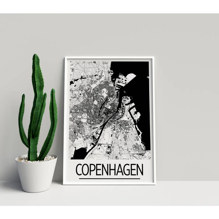 11" x 14" Copenhagen Map Print - Art Deco Style for wholesale by ILIKEMAPS