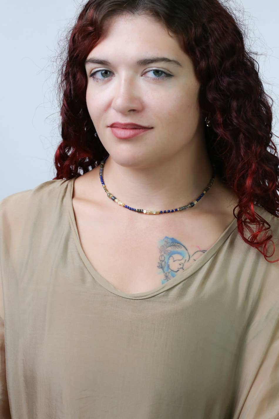 Anne Vaughan Designs Jewelry - Wholesale Beaded/Pearl Necklace - Blue Moon 16.5-18.5" Lapis Lazuli, Pyrite, Sodalite, Labradorite,  Mother Of Pearl Collage Necklace1