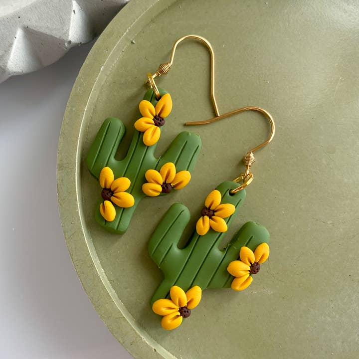 Sunflower Cacti Desert Clay Earrings for wholesale by Peripheral US