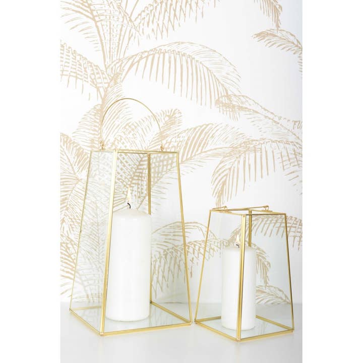 AULICA – wholesale Lykta – Lykta med guldkant och handtag, 20 cm hög1