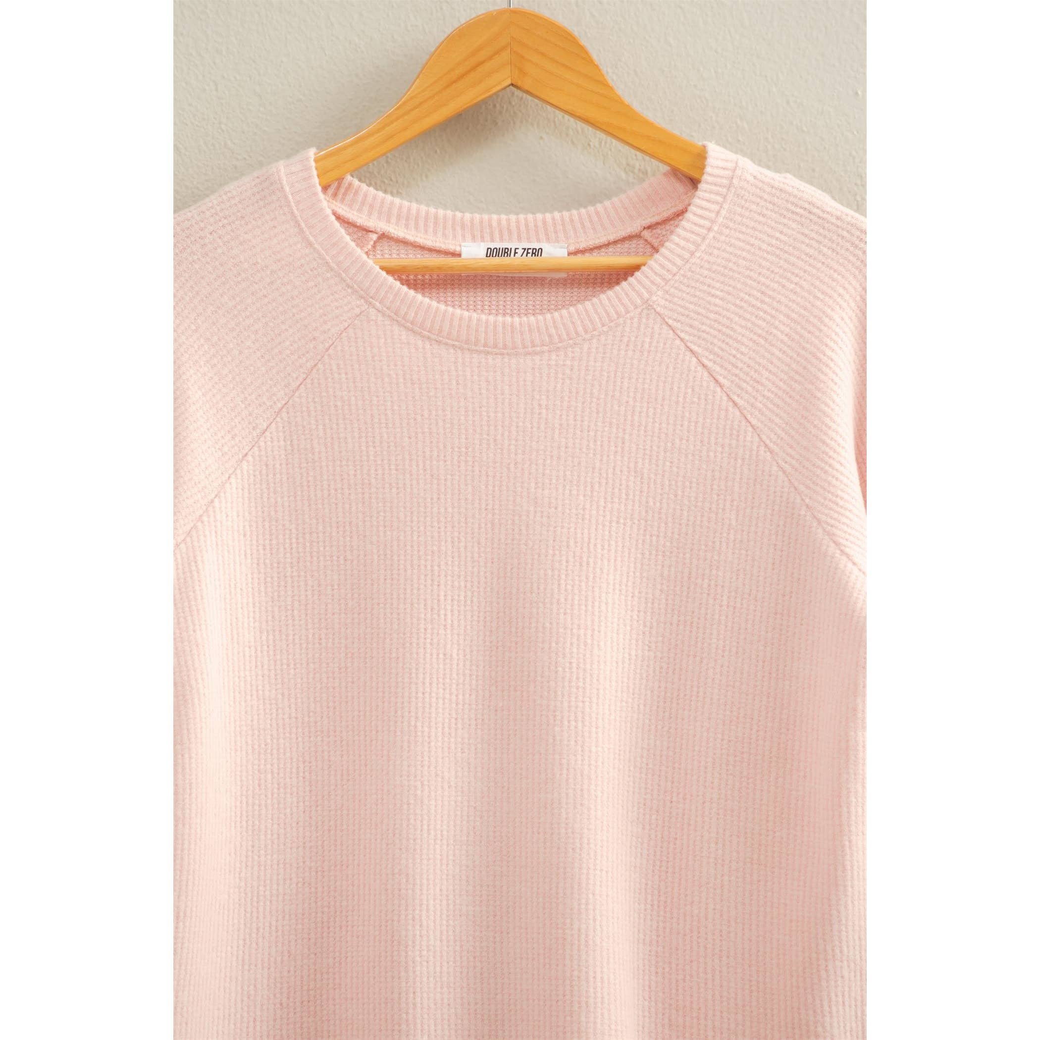 Double Zero - Wholesale Shirt - Women's - Brushed Waffle Raglan Long Sleeve Casual Top20