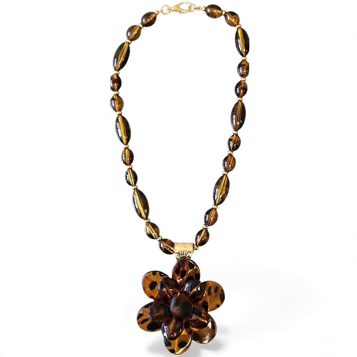 Bijoux Envie Statement Jewelry - Wholesale Pendant/Charm Necklace - Tortoise Shell Flower Necklace | Handmade Statement Jewelry3