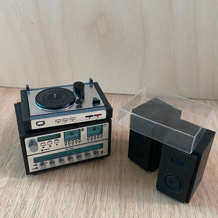 Itty Bitty Mini Mart - Wholesale Decorative Tabletop Object - Miniature Stereo Stack Set 1:12 Scale