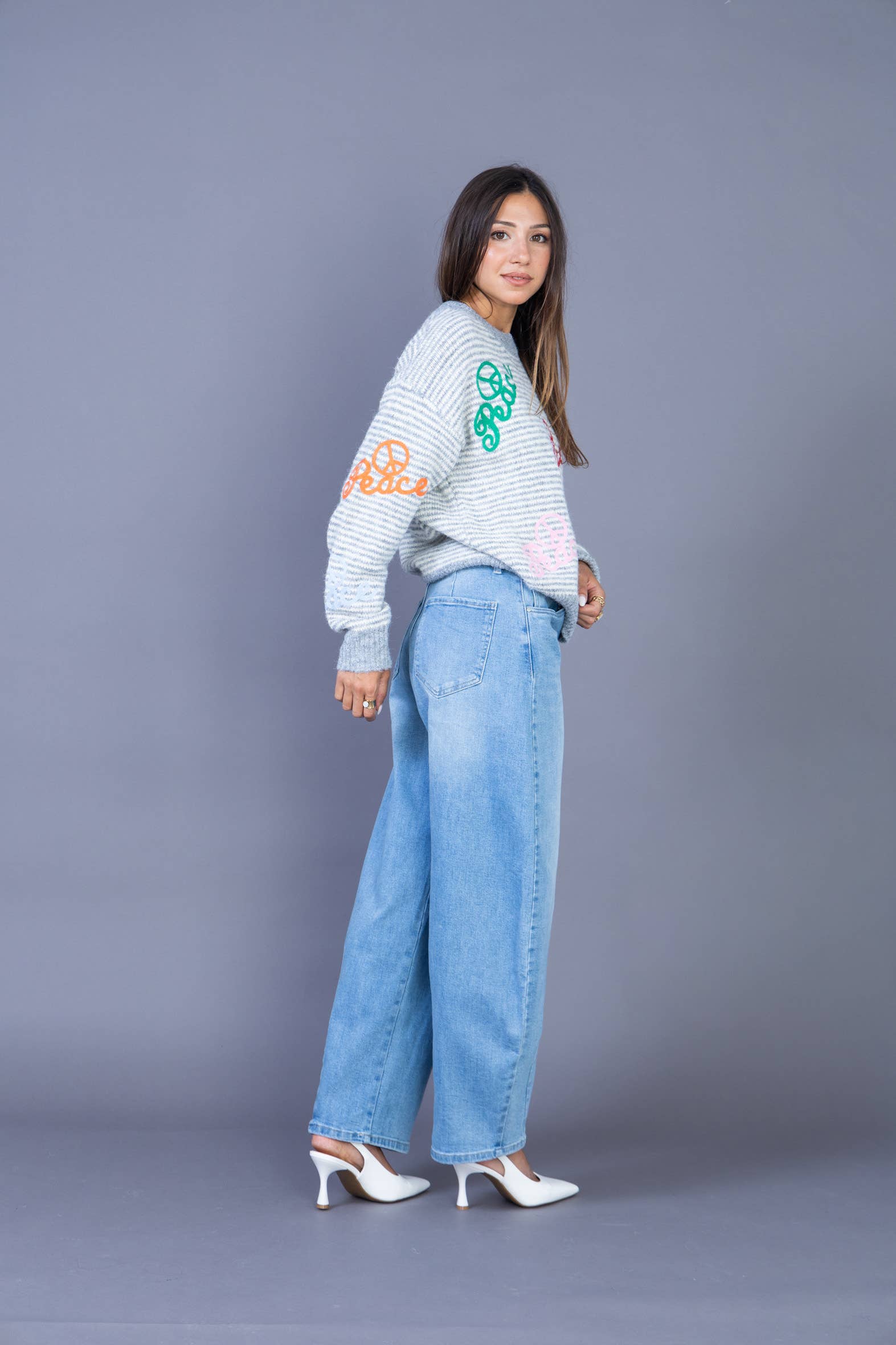 ANA & LUCY – calças de ganga - Mulher por atacado – Jean barril solto (Extra Balão) « Melina » - ANA & LUCY10