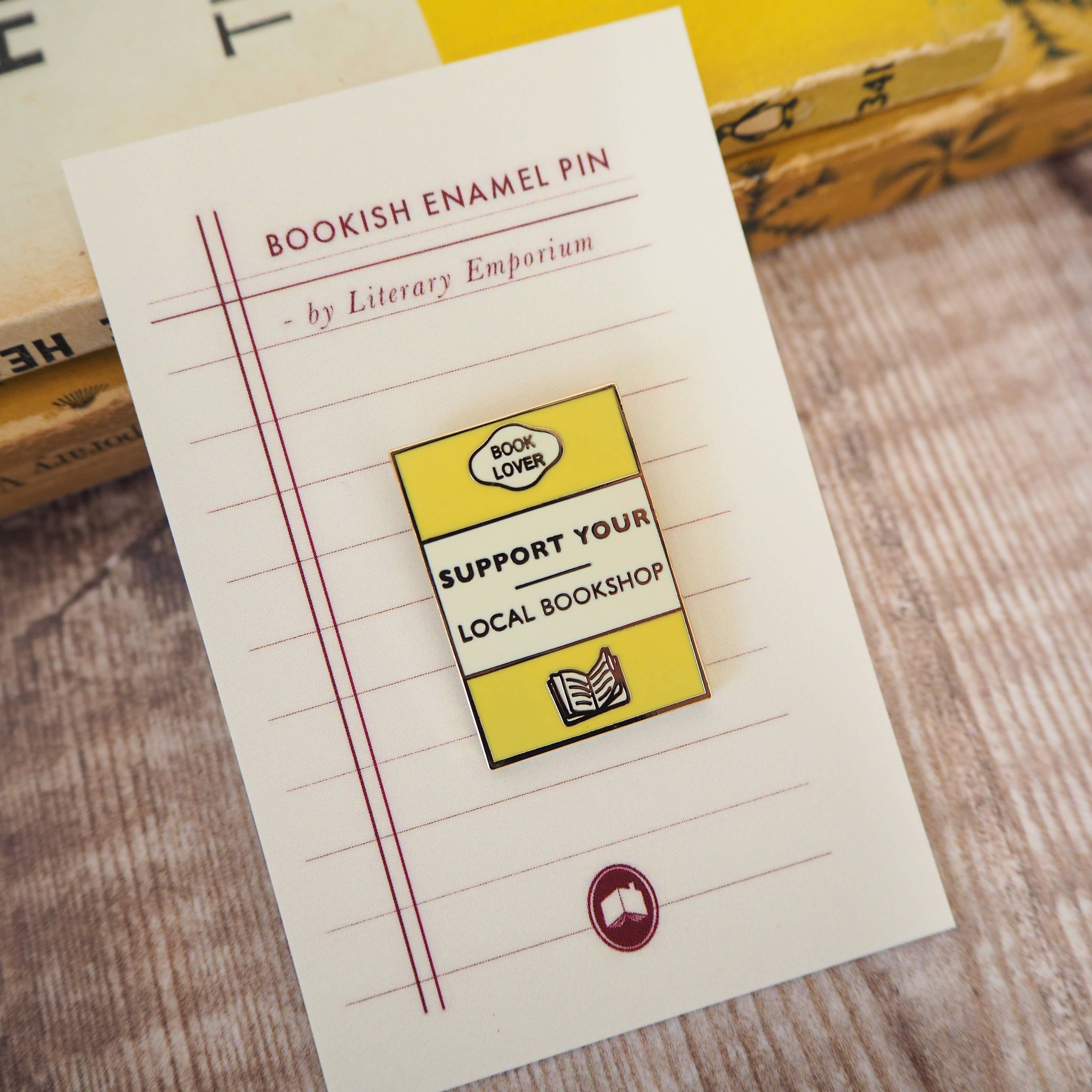 LiteraryEmporium – wholesale Lapel pin/button – 'Support Your Local Bookshop' Book Lover Enamel Pin Badge4