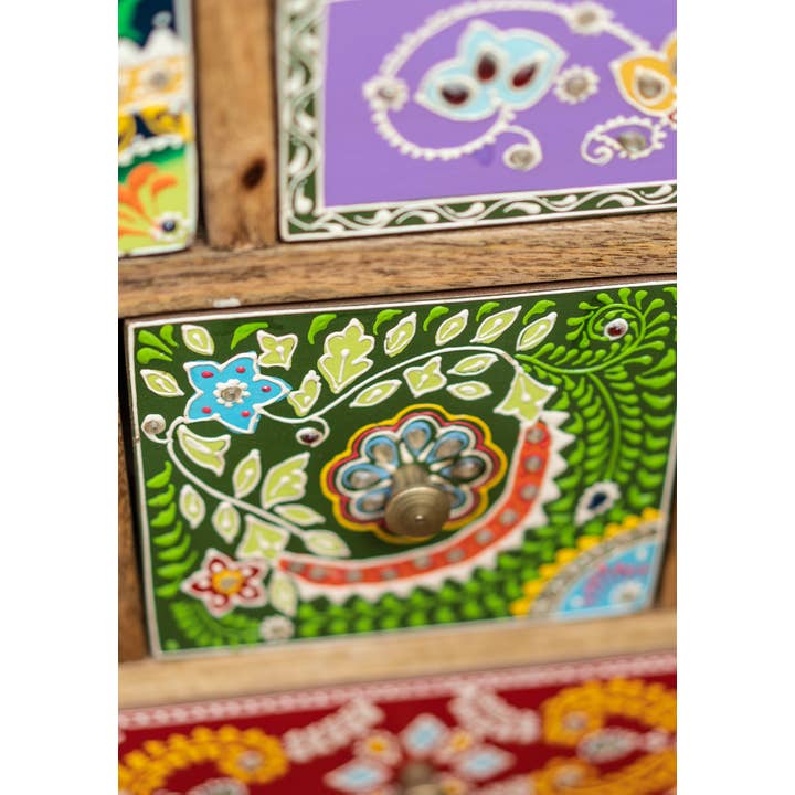 Namaste - Wholesale Cabinet - Sankalaka Hand Painted 9 Drawer Cabinet / Chest2