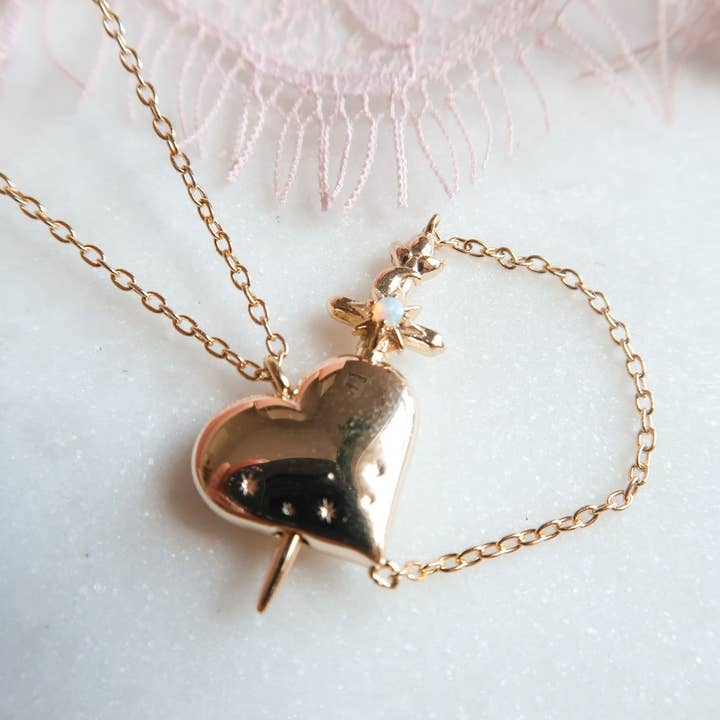 Til Death Sword in Heart Necklace for wholesale by Bittersweet