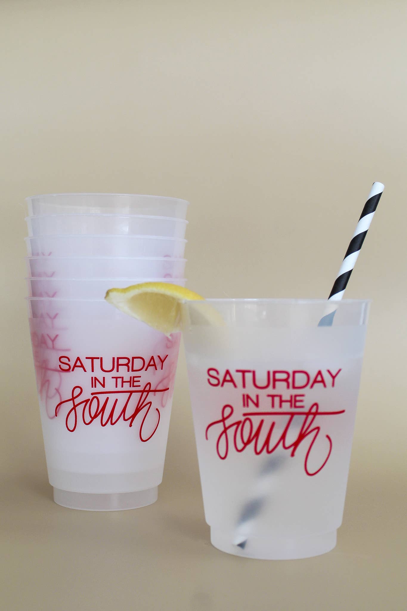 Birdie Mae Designs - Wholesale Disposable Cup - Saturday in the South RED | FrostFlex 16oz Set of 8 Cups6