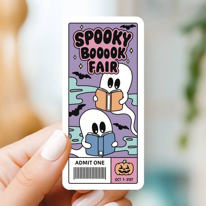 Spooky Book Fair Sticker for wholesale by Market by Mari