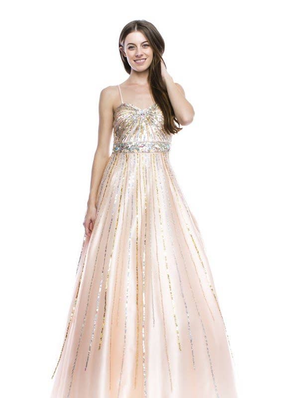 A-line Long Rhinestone and Sequin Dress C1983 for wholesale by Chicas