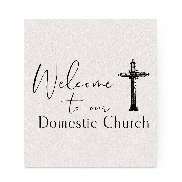 Welkom bij Our Domestic Church Swedish Dishcloth voor wholesale door Crows Nest Atelier, LLC