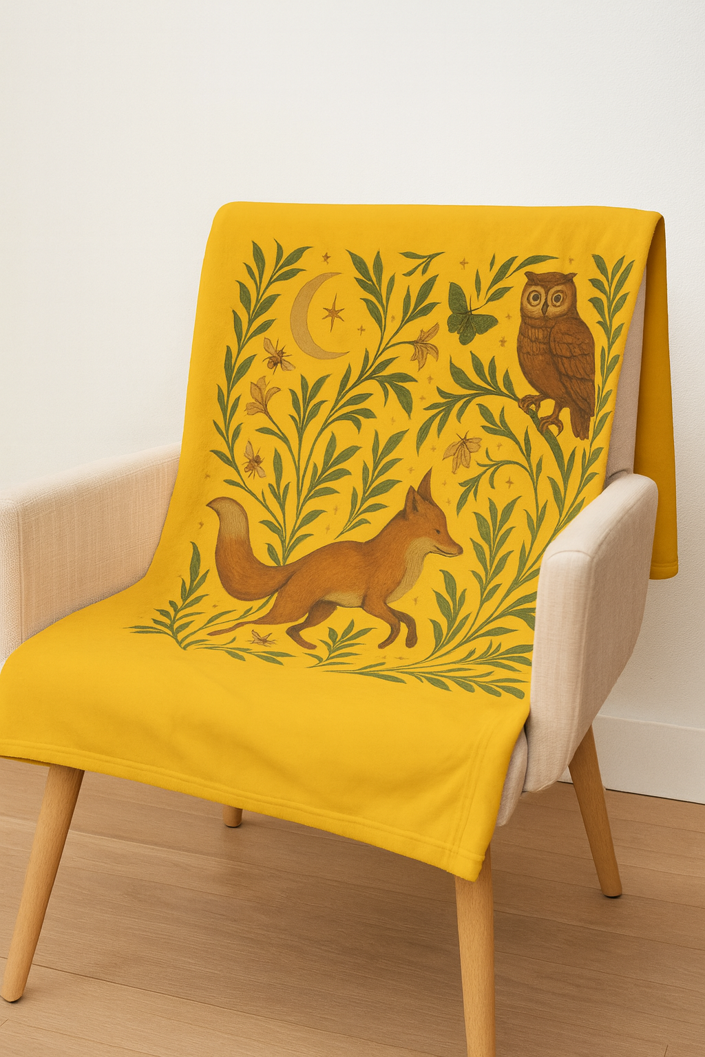 Upside Down Owl Farm - Wholesale Throw Blanket - Woodland Fox & Owl Throw Blanket – Cozy Nature Inspired Boho5