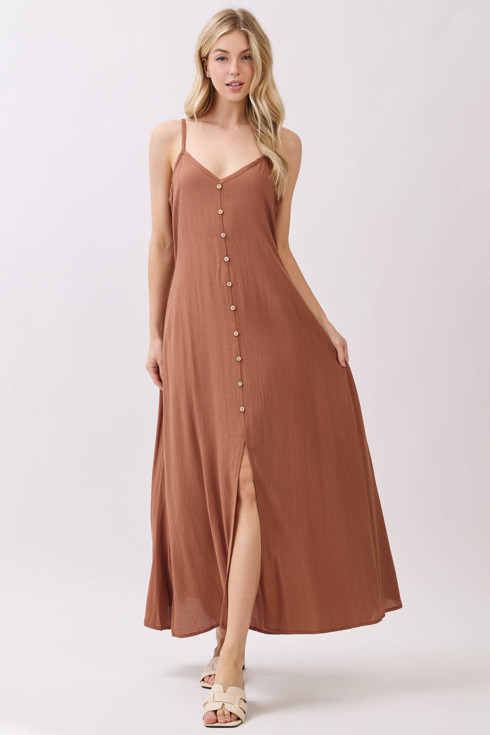 Final Touch - Vente Robe – femme - Robe fluide en mousseline épaisse avec boutons contrastants - ND40209-HV35