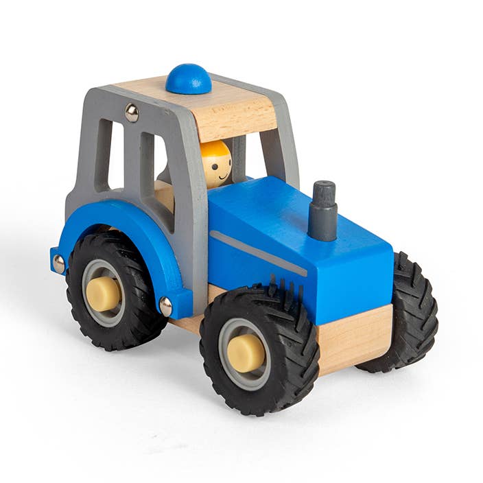 Mini Tractor Blue for wholesale by Bigjigs Toys