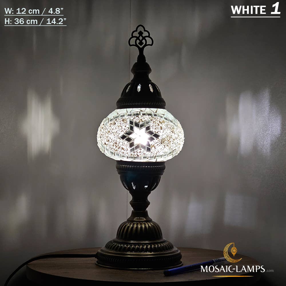 Mosaic Lamps - Vendita all'ingrosso Lampada da scrivania/d'accento - Lampada da tavolo turca a mosaico media con globo, artigianale, disponibile in 10+ colori42