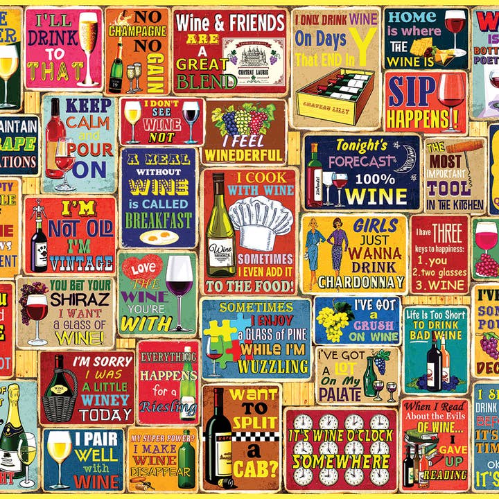 White Mountain Puzzles - Wholesale Puzzle - Adult - I Love Wine (1840pz) - 1000 Piece Jigsaw Puzzle