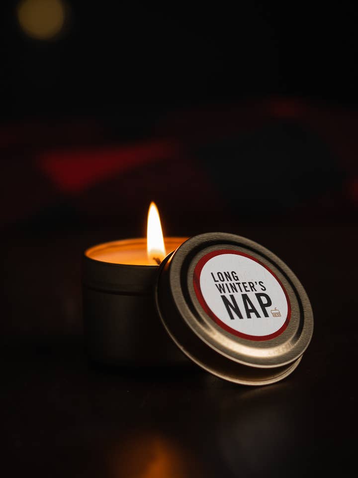 Holiday Candle / Long Winter's Nap Travel Tin for wholesale by Hearth & Hammer