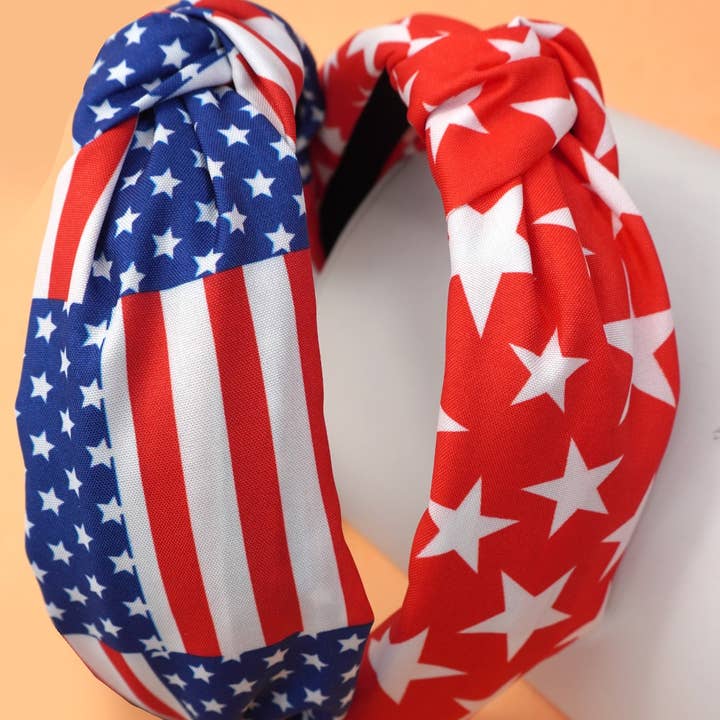 JOSSLYN by wall to wall - Wholesale Fashion Headband - Women's - 4TH OF JULY USA STRIPE STAR FLAG HEADBAND | 40HB163