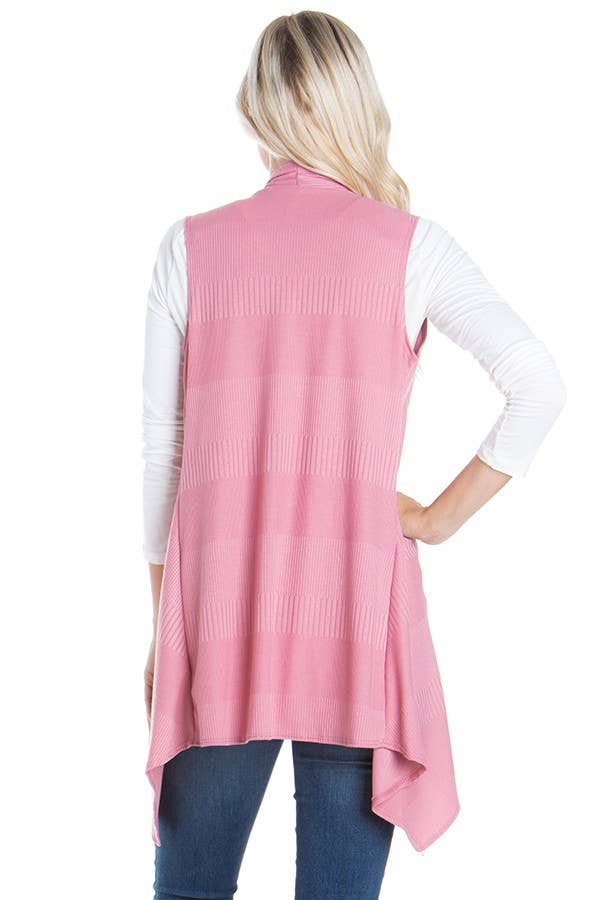 Azules Clothing – Cardigan - Mulher por atacado – Cardigan Duster sem mangas com nervuras e escovado macio20