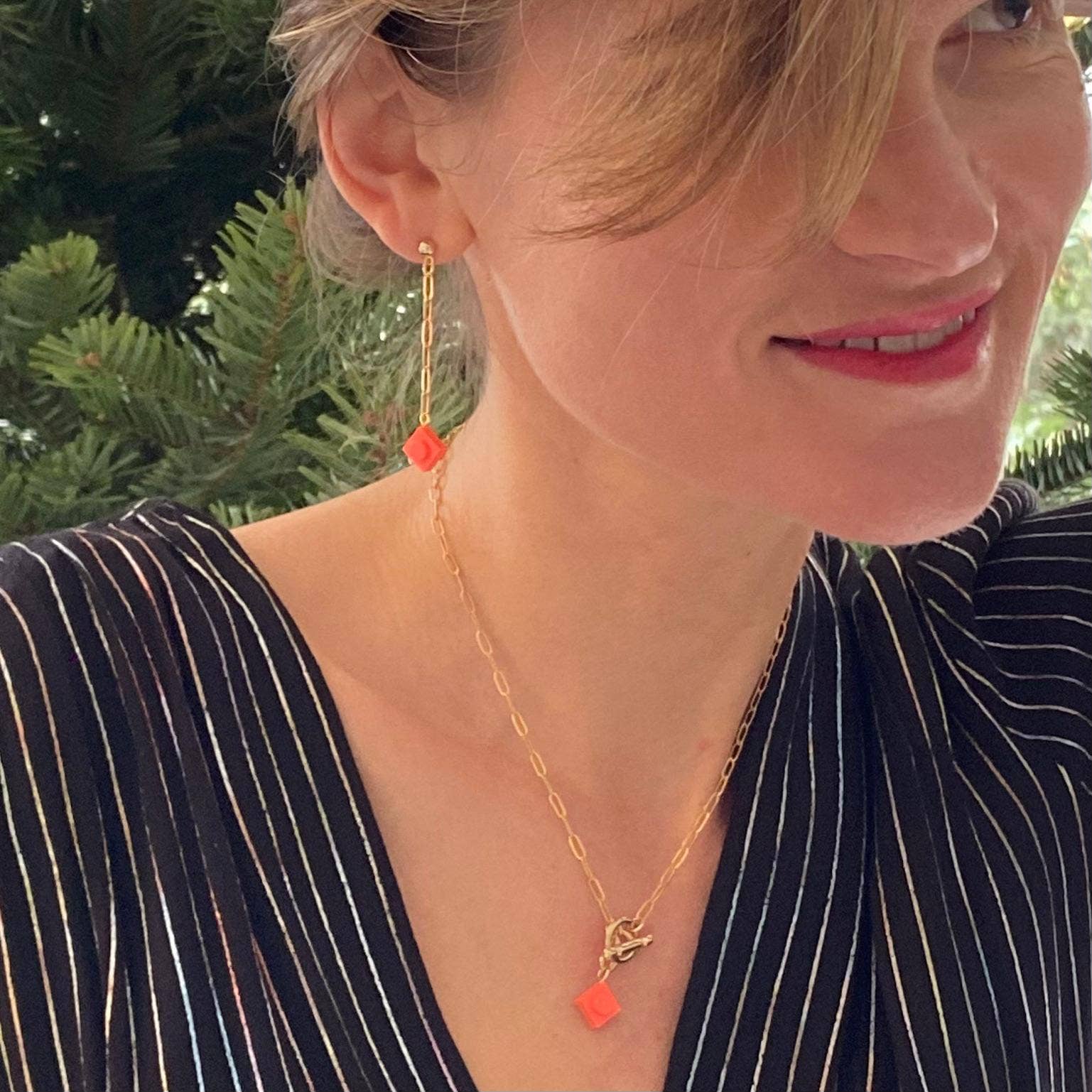 Brique d'Oreille – wholesale Hängande örhängen – Hängande örhängen kedja & Lego®-kloss - Les Virevolteuses18