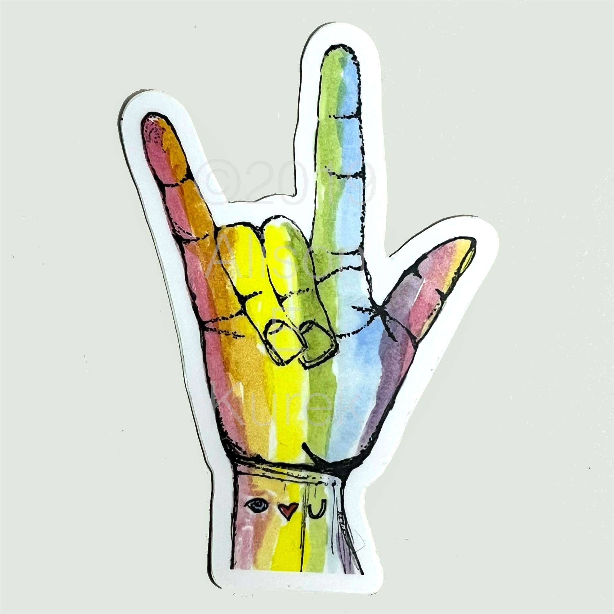 Alison E. Kurek - Wholesale Sticker - Sign Language ASL I Love You Hand Waterproof Vinyl Sticker1