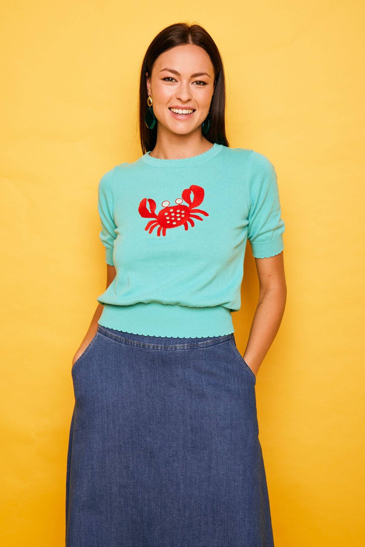 Smile – Engroshandel T-shirt med print - Dame – Top Sardinero Grøn1