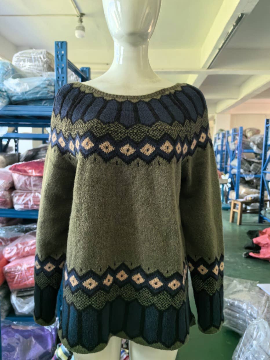 Rosa Clothing - Wholesale Knit Sweater - Women's - Cottagecore Vintage jacquard knit sweater jumper12