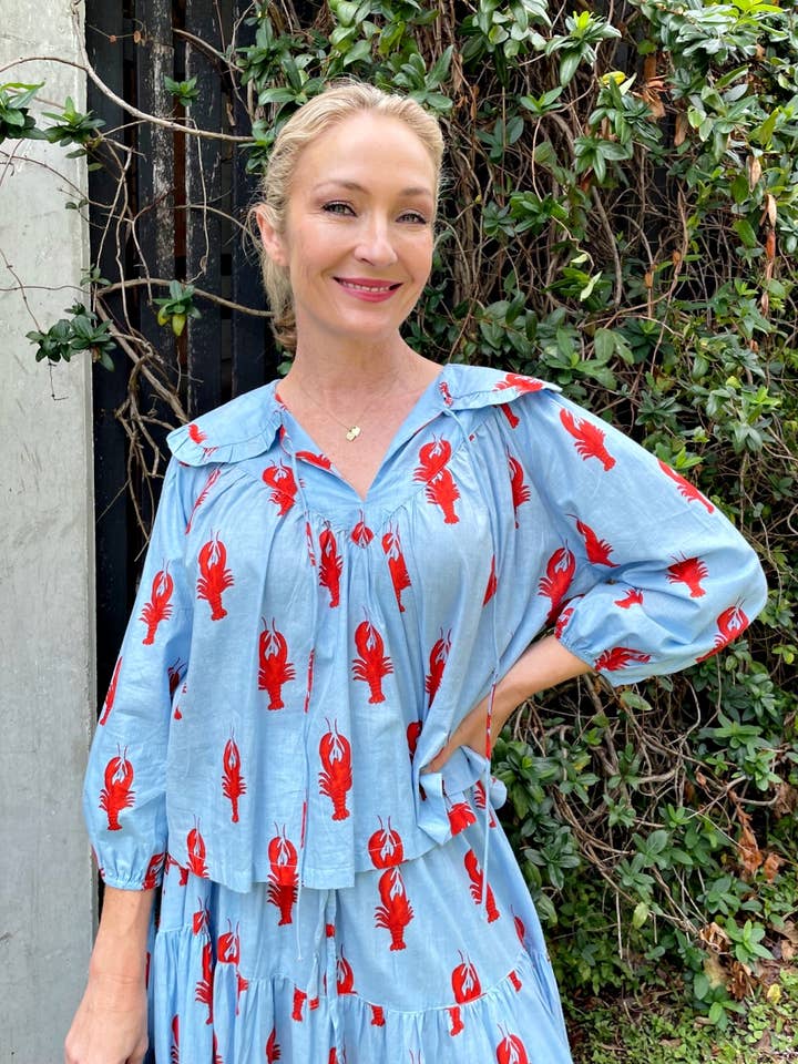 Roselle - Wholesale Blouse – Women’s - ROSELLE LALA BLOUSE LITTLE LOBSTER BLUE5