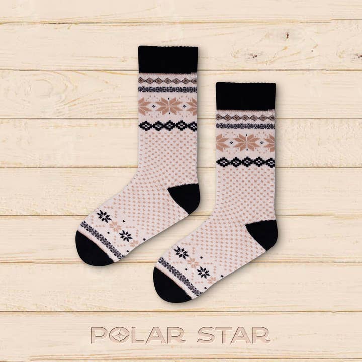 Polar Star - Vente Chaussettes – unisexe - Chaussettes nordiques chaudes beige style forêt3