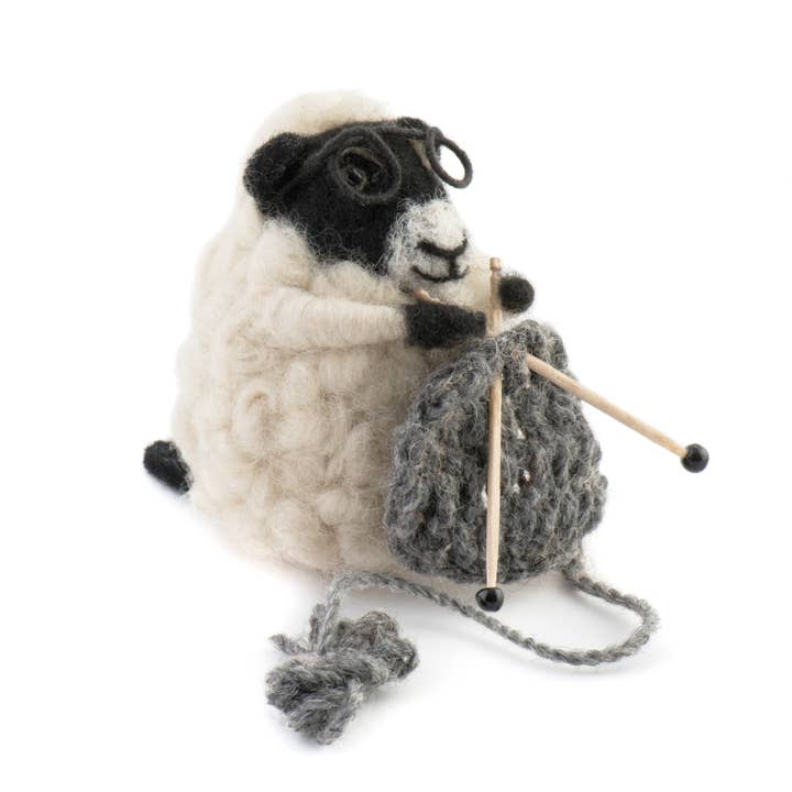 Sew Heart Felt - Wholesale Decorative Tabletop Object - Knitting Sheep from Woolacombe