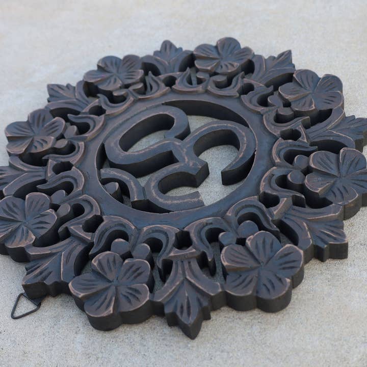Lungta Imports - Wholesale Wall Accent - Handcrafted Wooden Om Wall Decor Hanging Art
