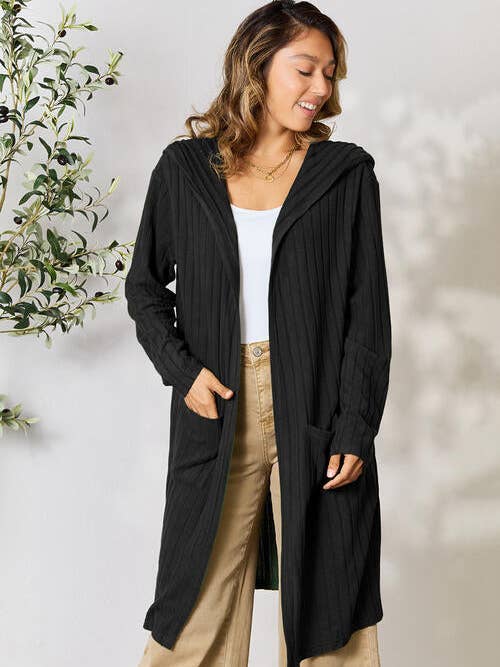 Basic Bae - Geribbeld vest met open voorkant en lange mouwen op ware grootte voor wholesale door Fashion Quality Boutik